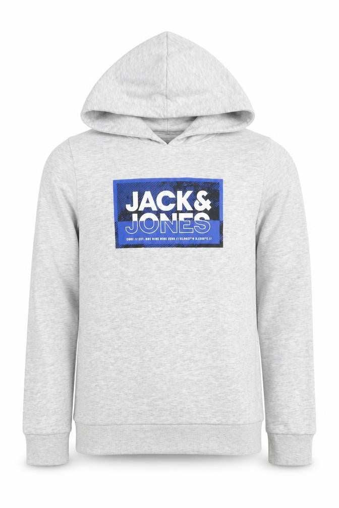 Jack & Jones Boys Grey 11-12 Years Pullover Logo Hoodie