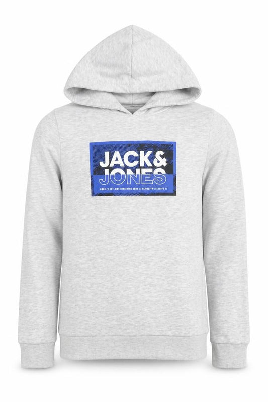 Jack & Jones Boys Grey 11-12 Years Pullover Logo Hoodie