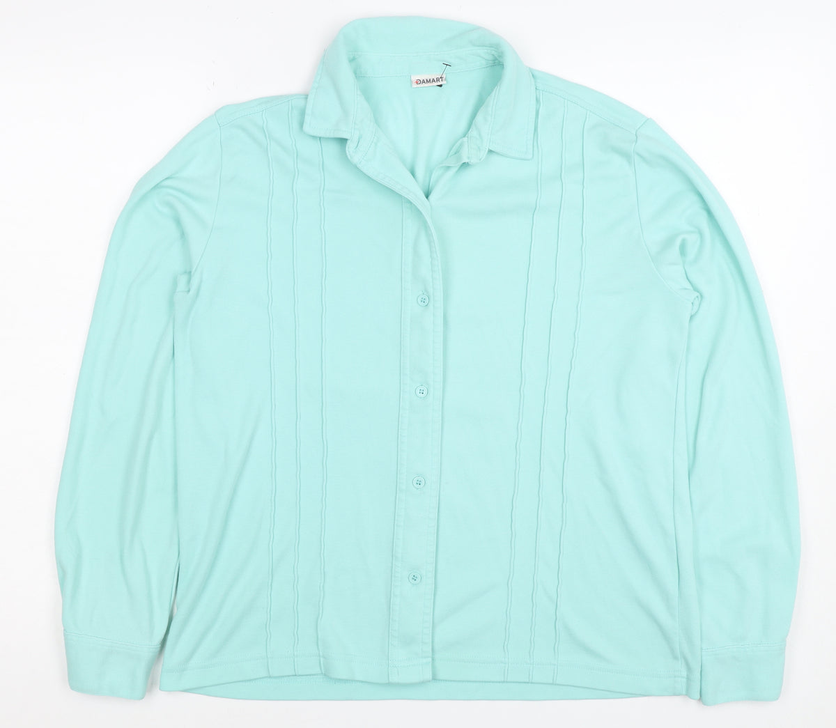 Damart Women’s Mint Green Size 14 Collared Long Sleeve Button-Up Top