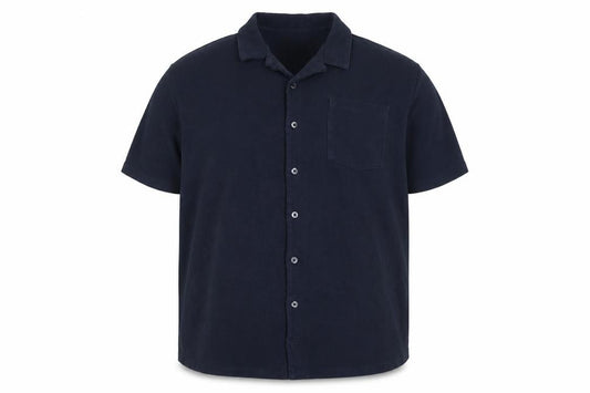 Burton Menswear Men Navy 2XL Short Sleeve Button-Up Polo Shirt