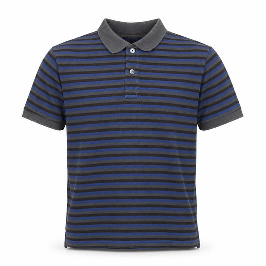 GAP Clothing Men's Blue Grey Striped Cotton Polo Shirt M Short Sleeve