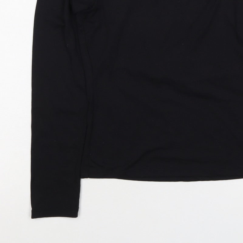 H&M Women's Black UK 10 Square Neck Long Sleeve Stretch Blouse