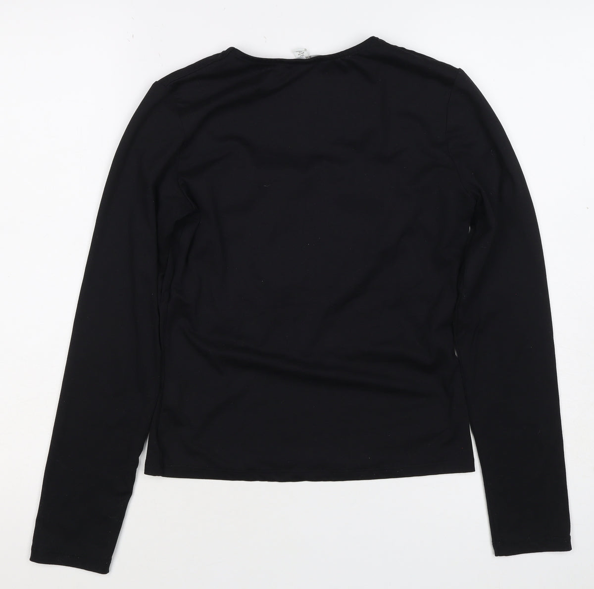 H&M Women's Black UK 10 Square Neck Long Sleeve Stretch Blouse
