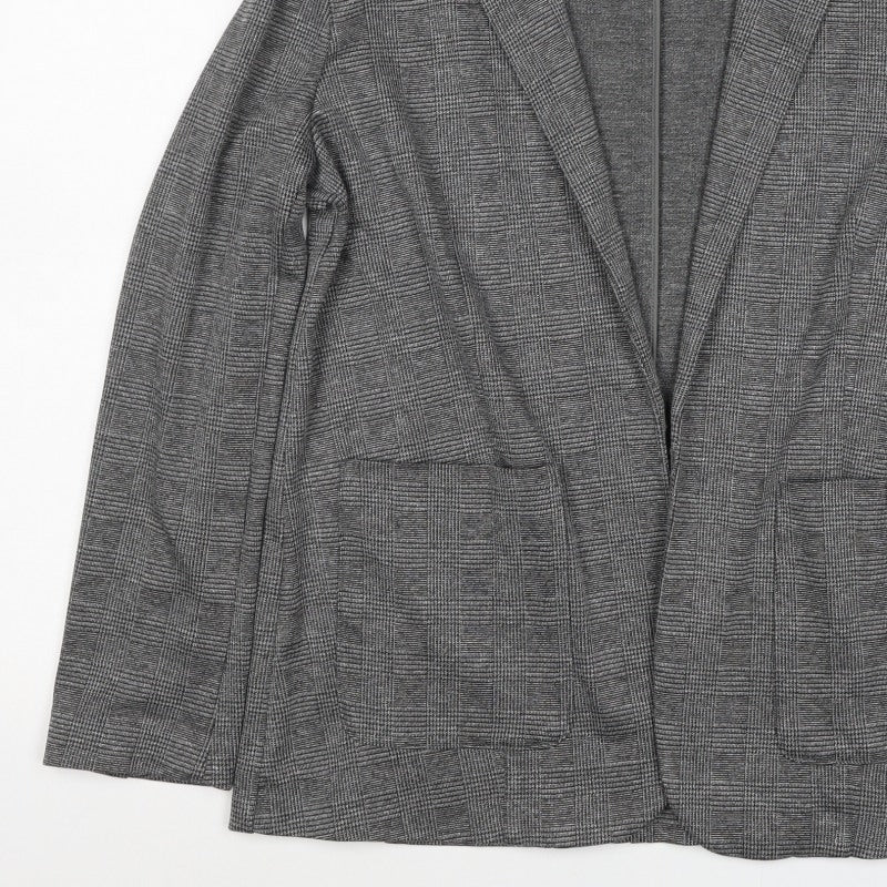 Marks & Spencer Women Grey Check Jersey Blazer Size 12 Workwear