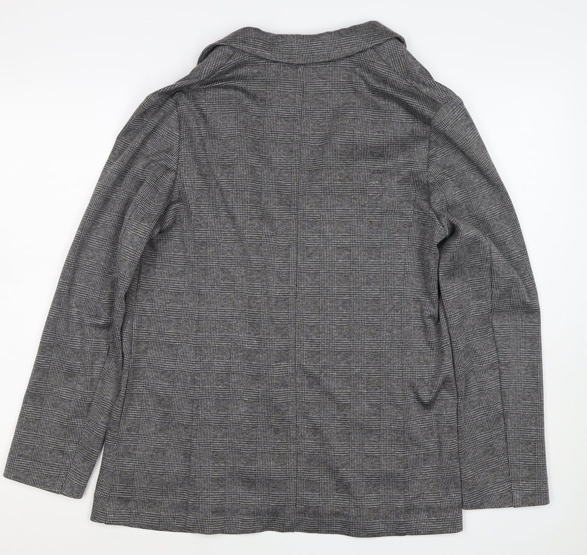 Marks & Spencer Women Grey Check Jersey Blazer Size 12 Workwear