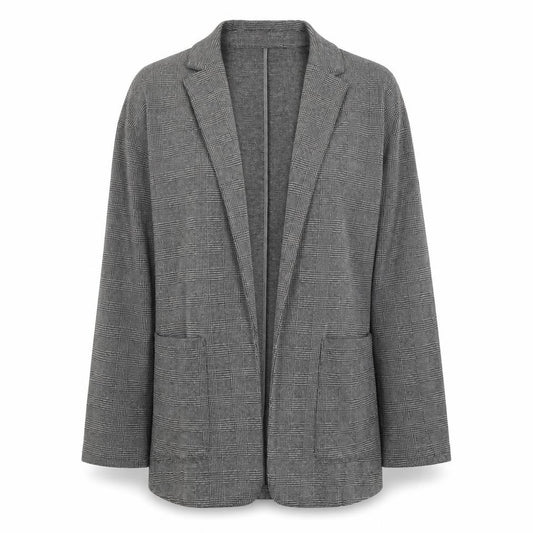 Marks & Spencer Women Grey Check Jersey Blazer Size 12 Workwear