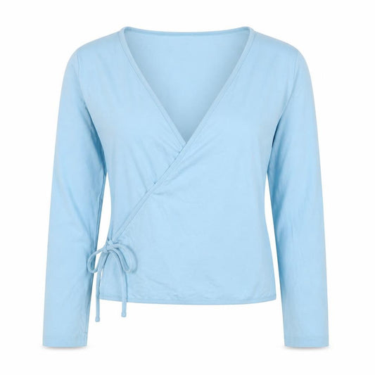 Crane Women Blue Size 16 Wrap V-Neck Long Sleeve Stretch Jersey Top