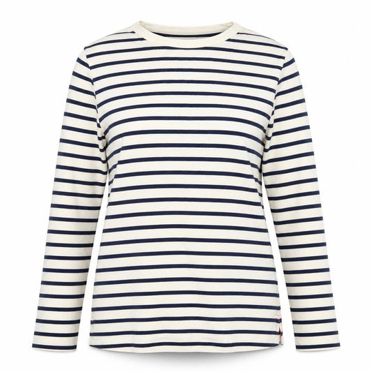 Jigsaw Women’s Blue Ivory Stripe Cotton Boat Neck Long Sleeve Top L