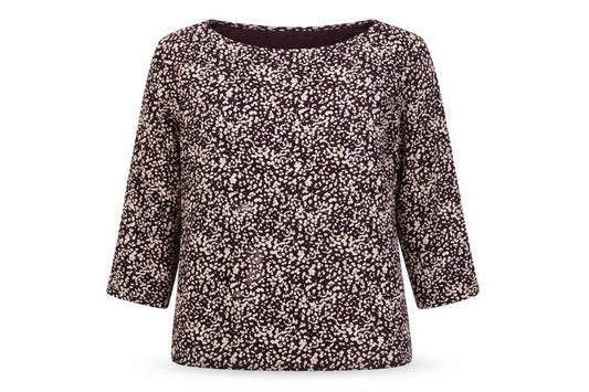 M&S Women’s Purple Spot Print Cotton Jersey Blouse Size 14 3/4 Sleeve