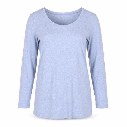 FatFace Women Blue Marl Size 10 Basic Scoop Neck Long Sleeve T-Shirt