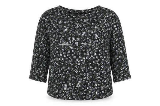 M&S Women’s Black Floral Linen Blend Relaxed Blouse UK 12