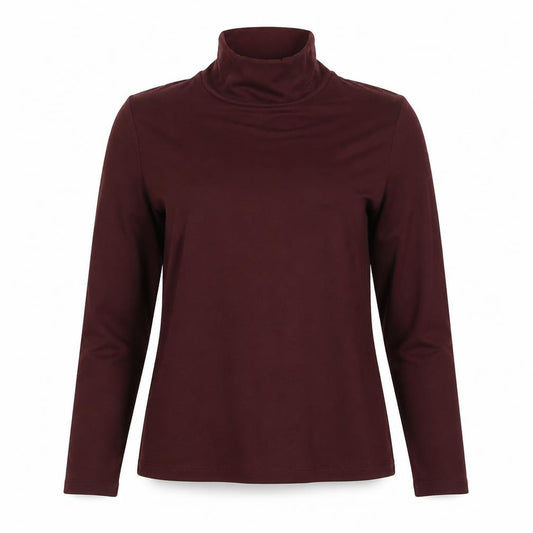 M&S Women Brown UK 12 Roll Neck Long Sleeve Jersey Top