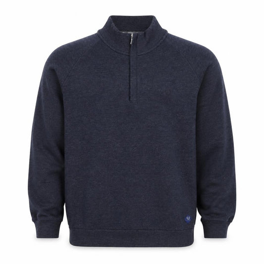 Lincoln Men's Blue M 1/4 Zip Mock Neck Cotton Blend Sweatshirt