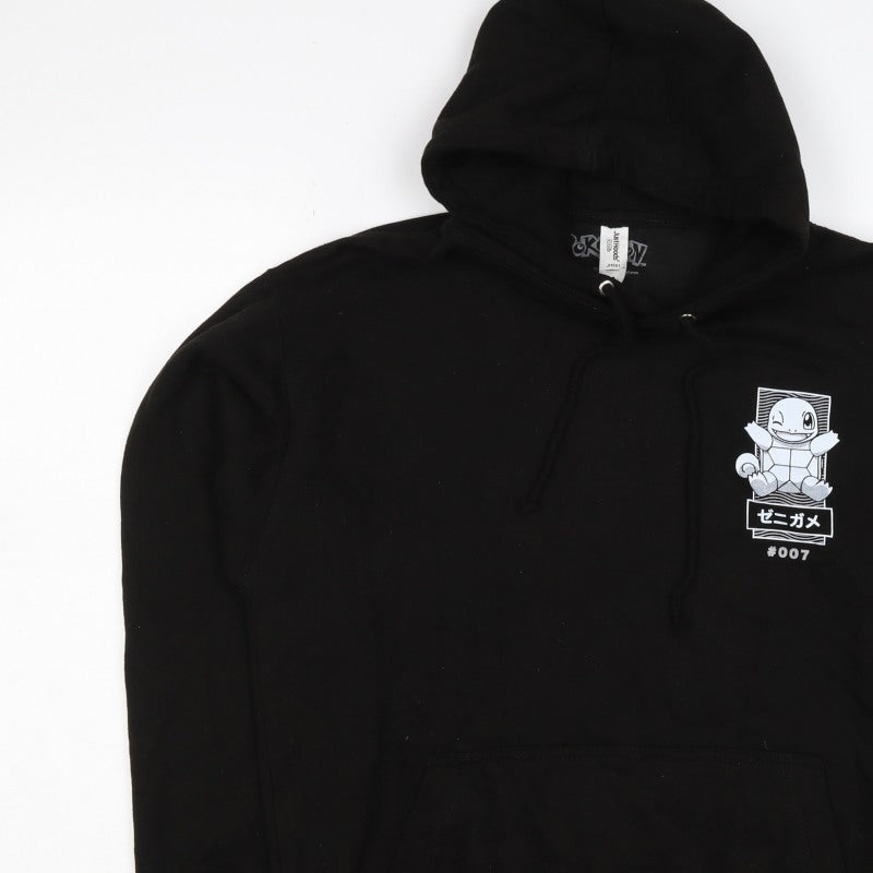 Just Hoods Men’s Black M Squirtle Pokémon Graphic Pullover Hoodie