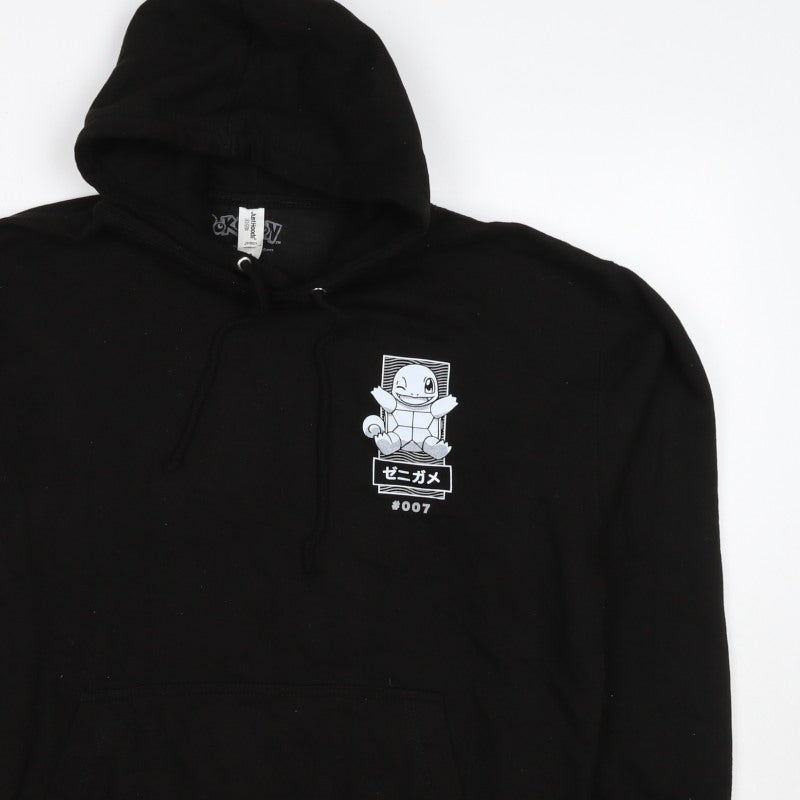 Just Hoods Men’s Black M Squirtle Pokémon Graphic Pullover Hoodie