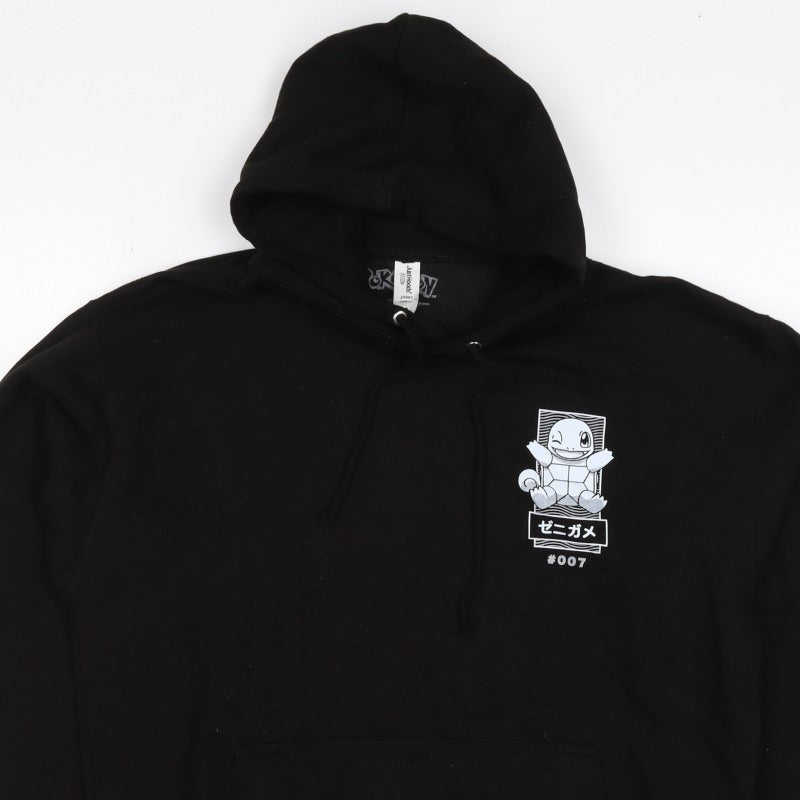 Just Hoods Men’s Black M Squirtle Pokémon Graphic Pullover Hoodie