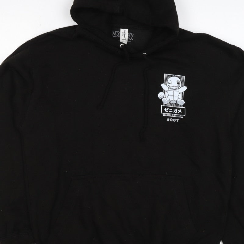 Just Hoods Men’s Black M Squirtle Pokémon Graphic Pullover Hoodie
