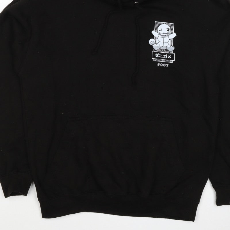 Just Hoods Men’s Black M Squirtle Pokémon Graphic Pullover Hoodie