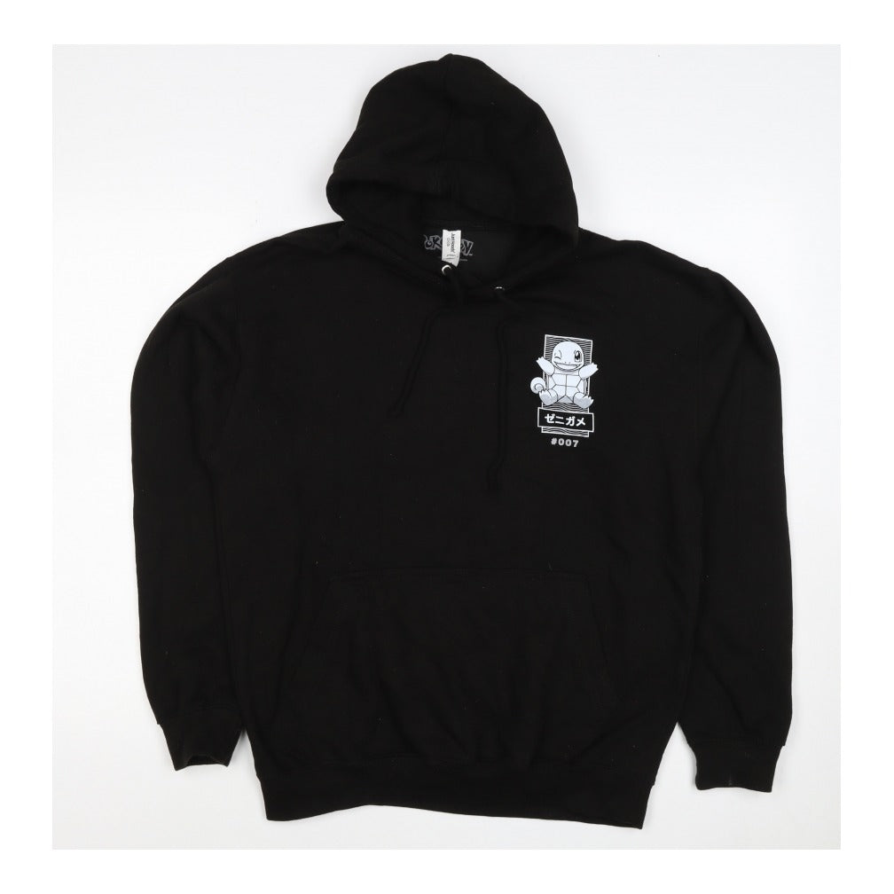 Just Hoods Men’s Black M Squirtle Pokémon Graphic Pullover Hoodie