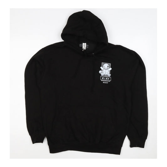 Just Hoods Men’s Black M Squirtle Pokémon Graphic Pullover Hoodie