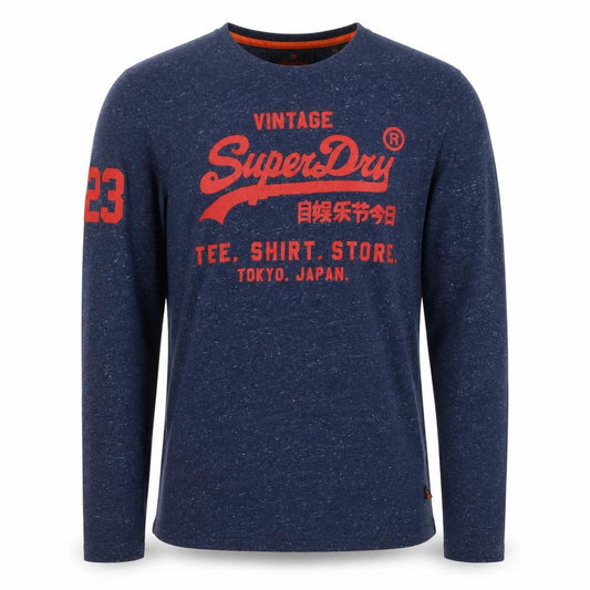 Superdry Men’s Blue L Long Sleeve Graphic Print Crew Neck T-Shirt