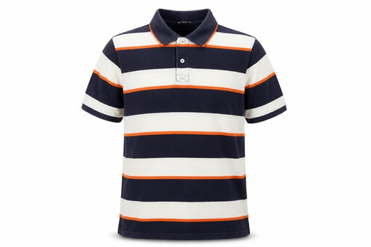 Blue Harbour Mens Navy Stripe Cotton Polo Shirt Small Classic