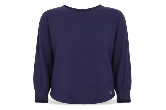 BAM Womens Blue Size 10 Bamboo Blend Crew Neck Long Sleeve Basic T-Shirt