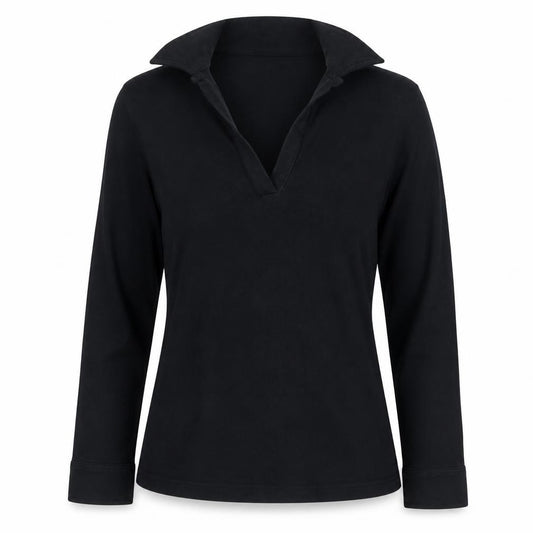 Whistles Women Black UK 10 Wrap Collared V-Neck Long Sleeve Blouse