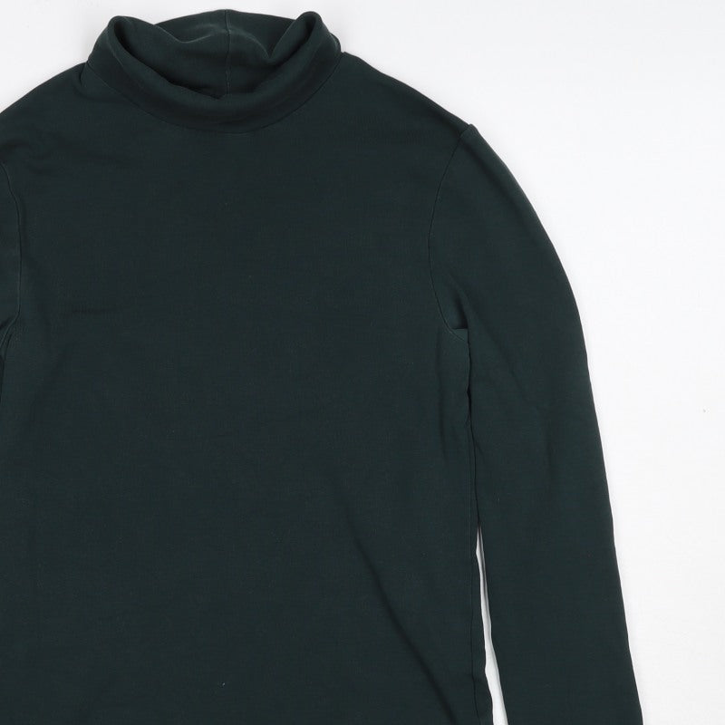 UNIQLO Women Black XS Roll Neck Long Sleeve Basic Jersey Top