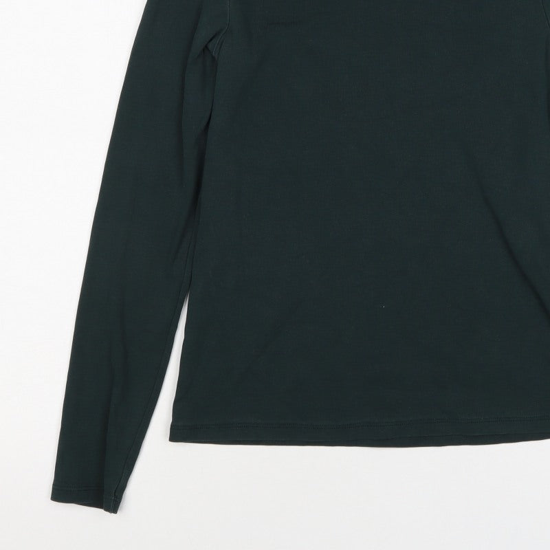 UNIQLO Women Black XS Roll Neck Long Sleeve Basic Jersey Top