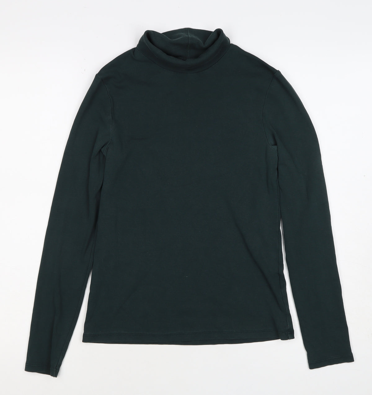 UNIQLO Women Black XS Roll Neck Long Sleeve Basic Jersey Top