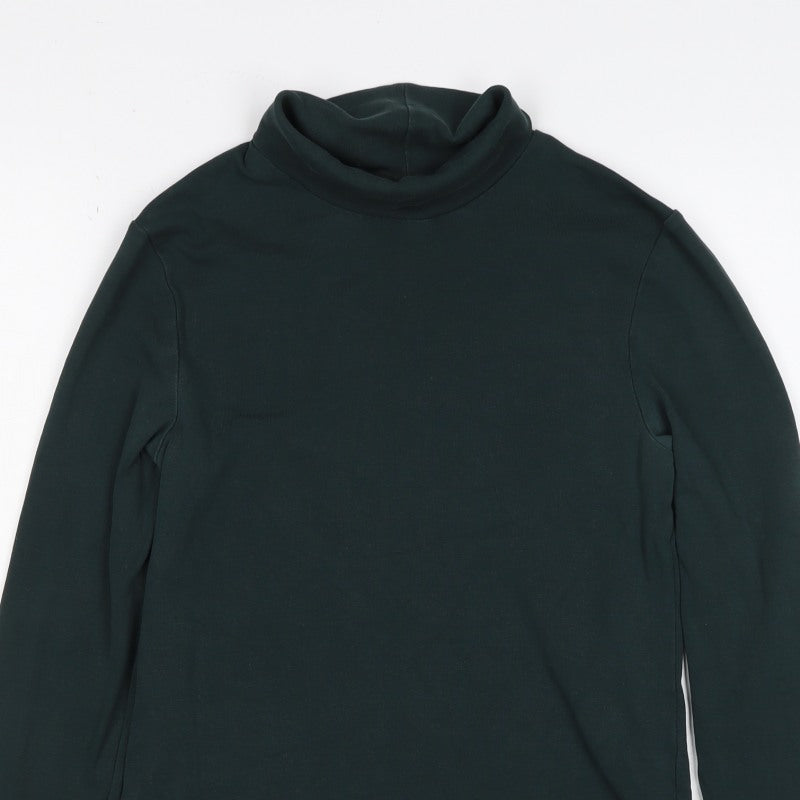 UNIQLO Women Black XS Roll Neck Long Sleeve Basic Jersey Top