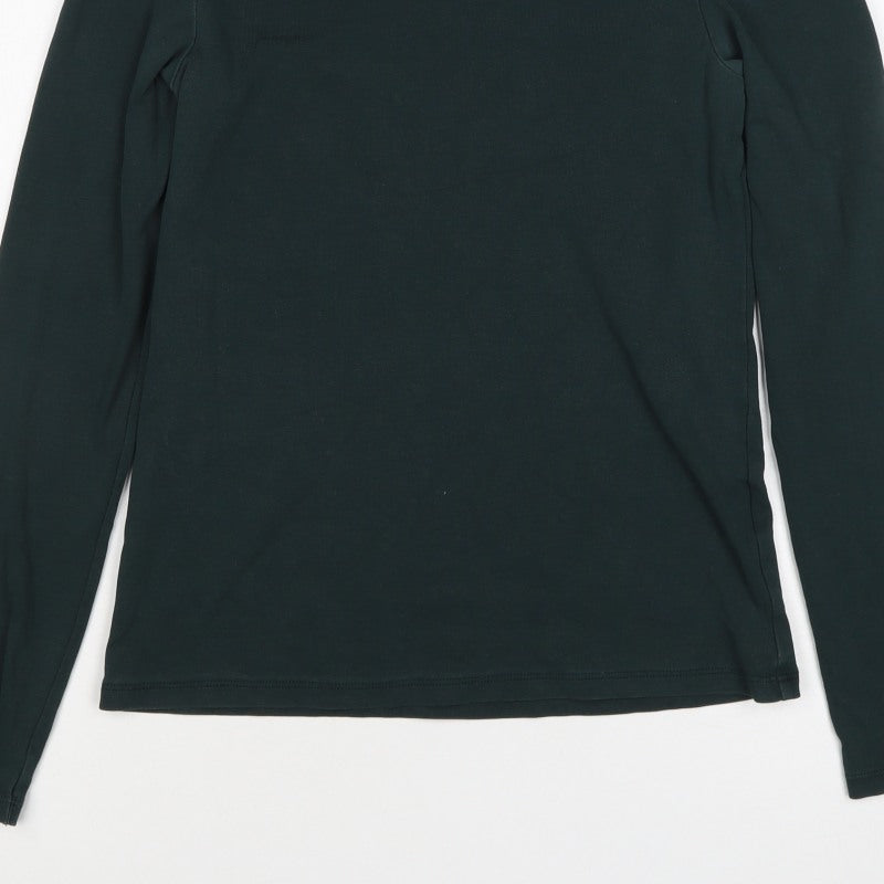 UNIQLO Women Black XS Roll Neck Long Sleeve Basic Jersey Top