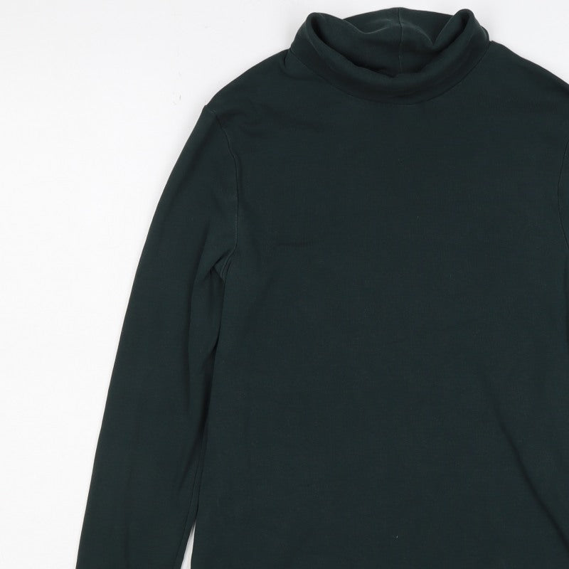 UNIQLO Women Black XS Roll Neck Long Sleeve Basic Jersey Top