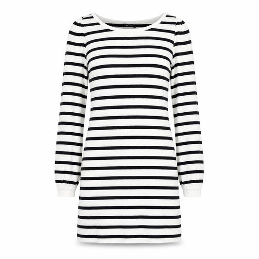 French Connection Women White UK 8 Striped Long Sleeve Jumper Dress