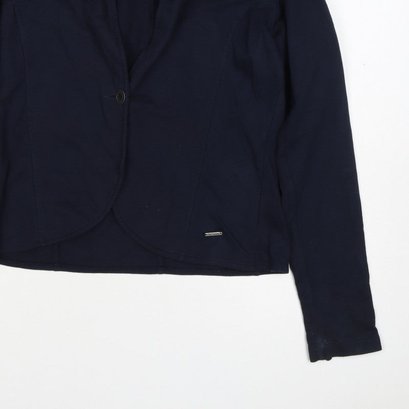 Lee Cooper Women Blue L Cotton Jersey One Button Blazer