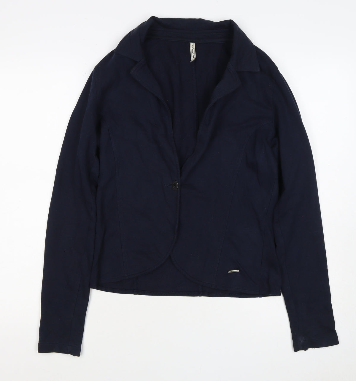 Lee Cooper Women Blue L Cotton Jersey One Button Blazer