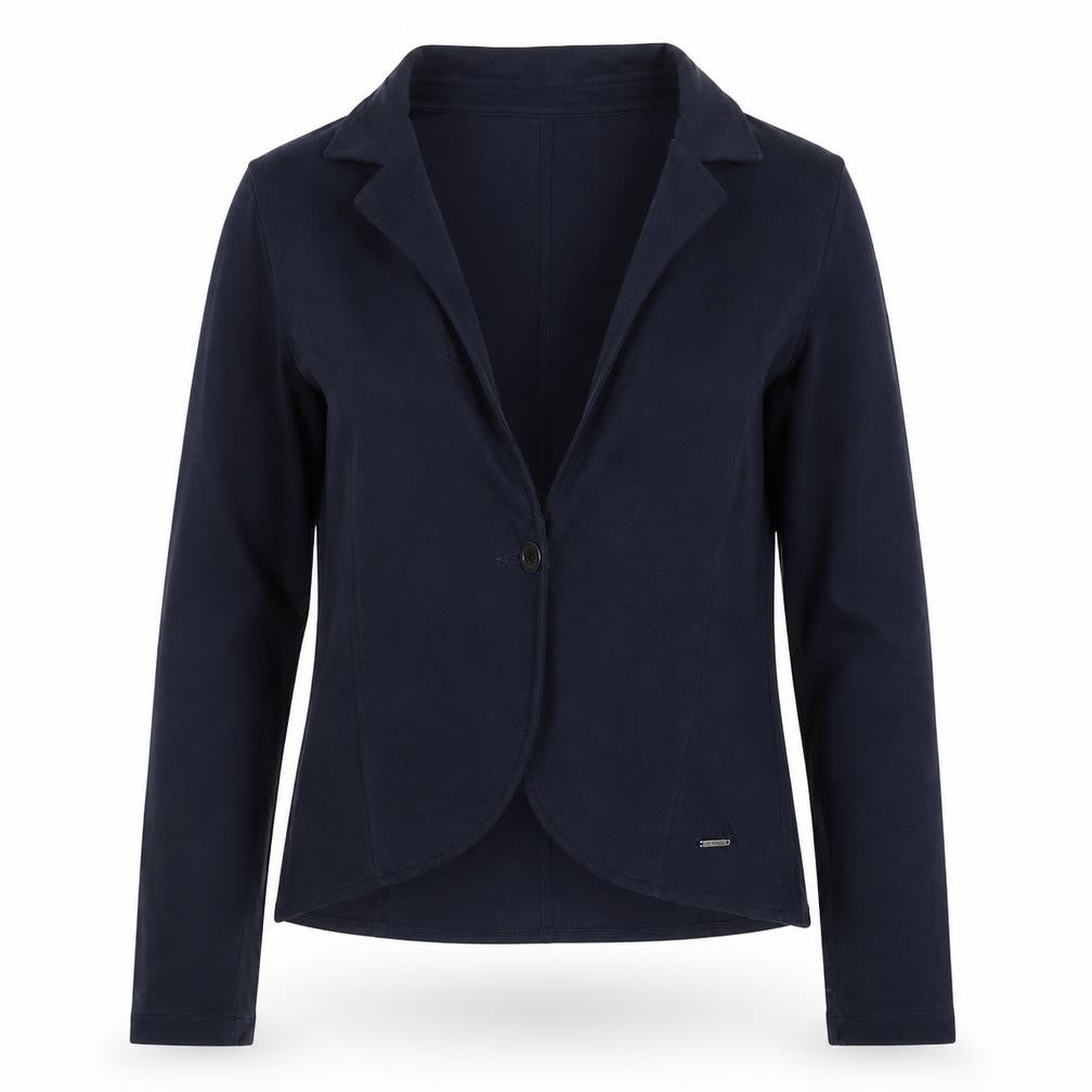 Lee Cooper Women Blue L Cotton Jersey One Button Blazer