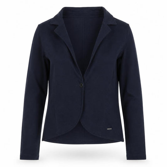 Lee Cooper Women Blue L Cotton Jersey One Button Blazer