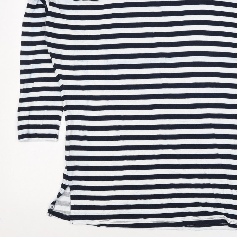 Roman Women’s Blue White Stripe V-Neck Tunic Top Size 18