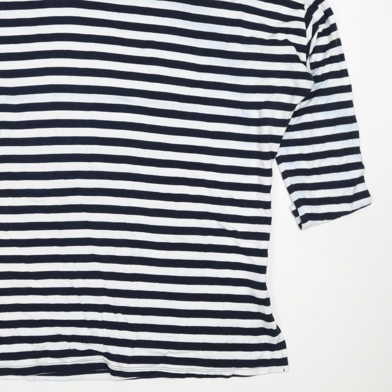 Roman Women’s Blue White Stripe V-Neck Tunic Top Size 18