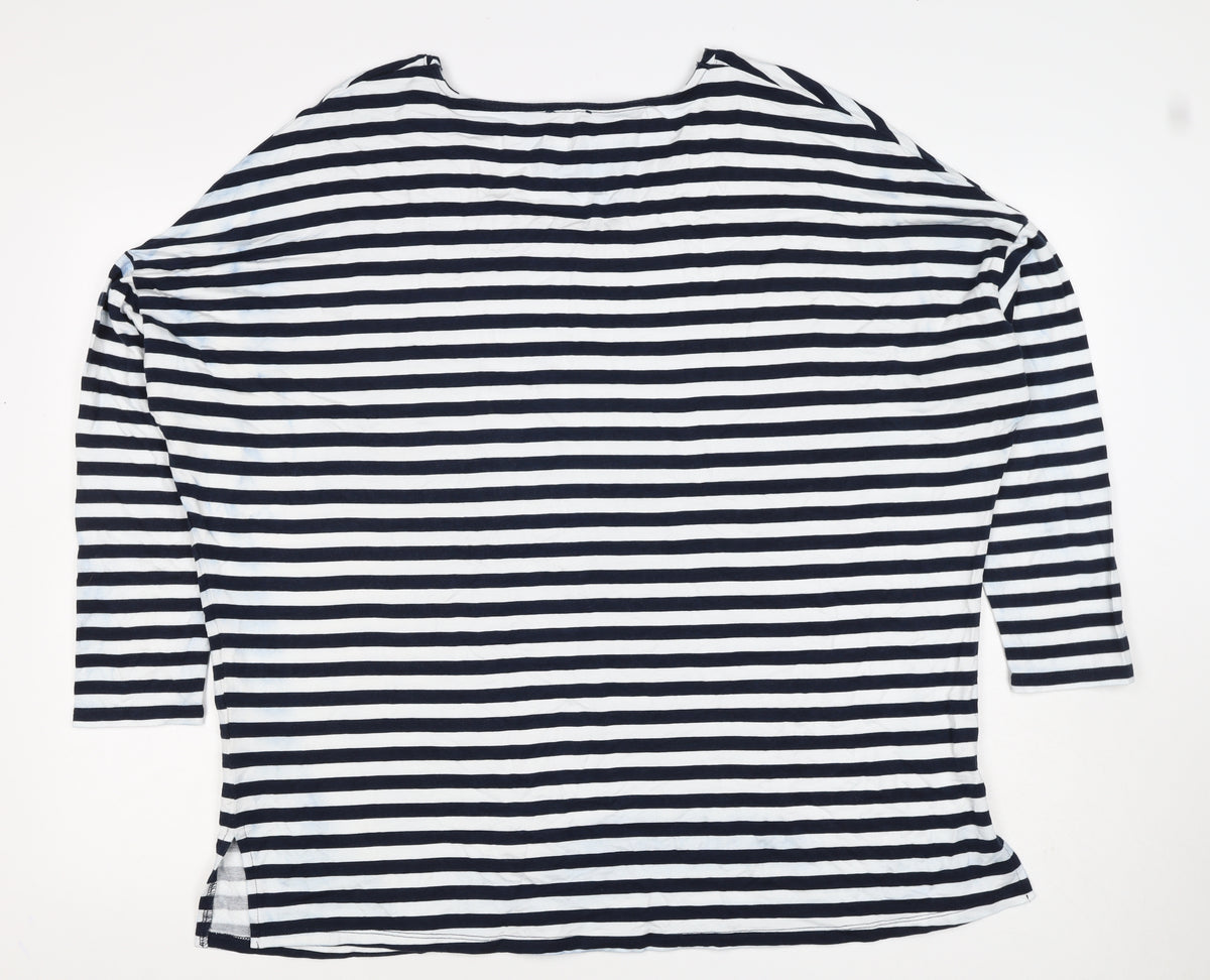 Roman Women’s Blue White Stripe V-Neck Tunic Top Size 18