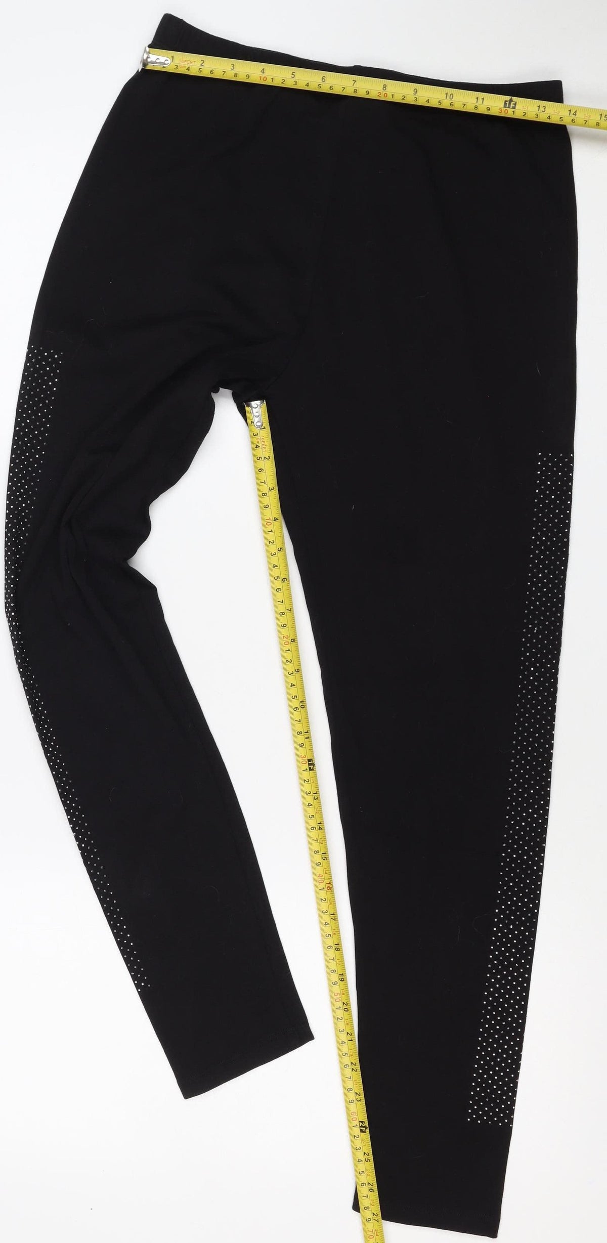 Frank Usher Women’s Black 2XL Rhinestone Stretch Leggings