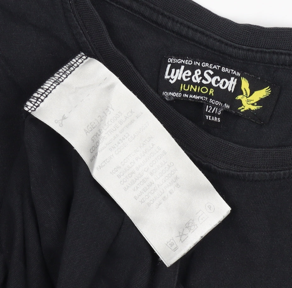 Lyle & Scott Boys Black 12-13 Years Basic Logo Crew Neck T-Shirt