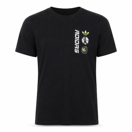 Adidas Men’s Black L Globe Trefoil Graphic Print Short Sleeve T-Shirt