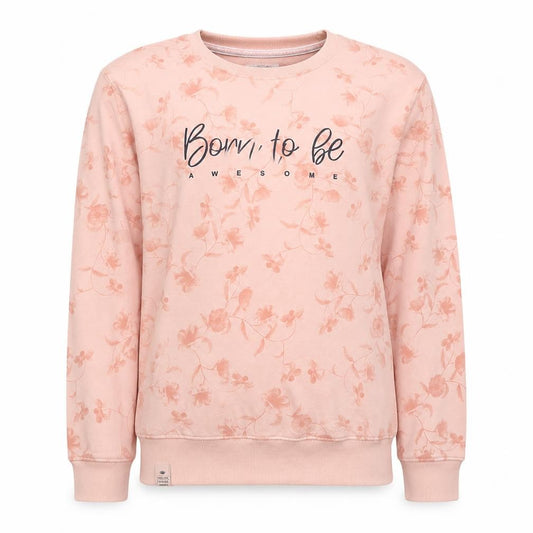 Pinklane Girls Pink XL Floral Born To Be Awesome Pullover Sweatshirt