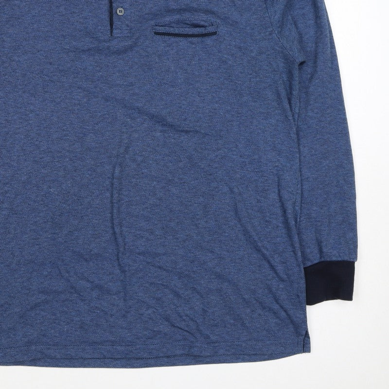 Array Men’s Blue 2XL Long Sleeve Polo Shirt Contrast Trim Pocket