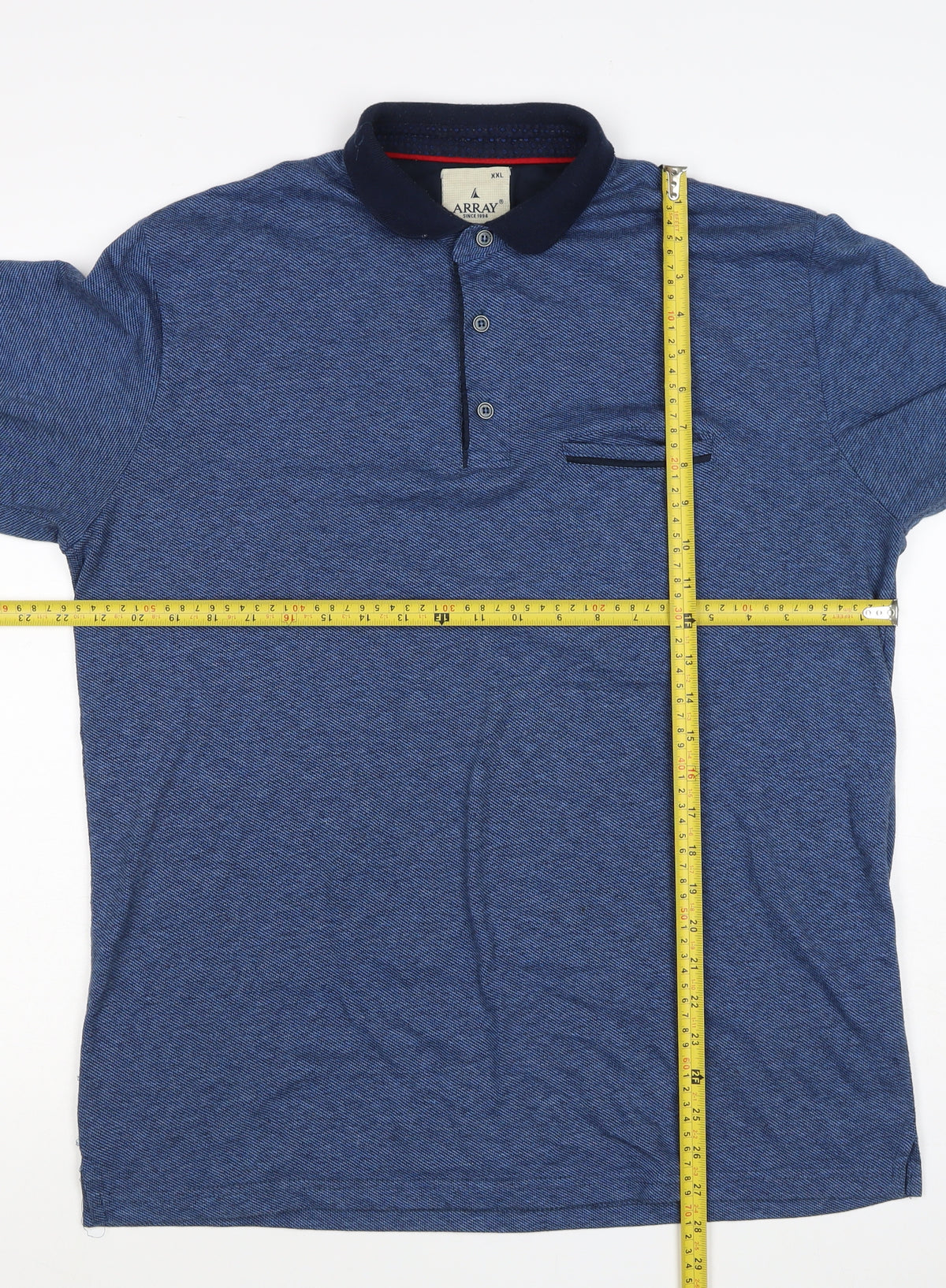 Array Men’s Blue 2XL Long Sleeve Polo Shirt Contrast Trim Pocket