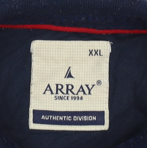 Array Men’s Blue 2XL Long Sleeve Polo Shirt Contrast Trim Pocket