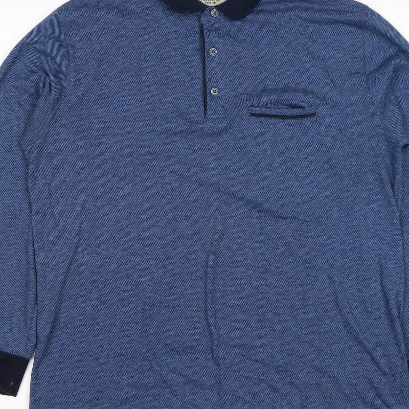 Array Men’s Blue 2XL Long Sleeve Polo Shirt Contrast Trim Pocket